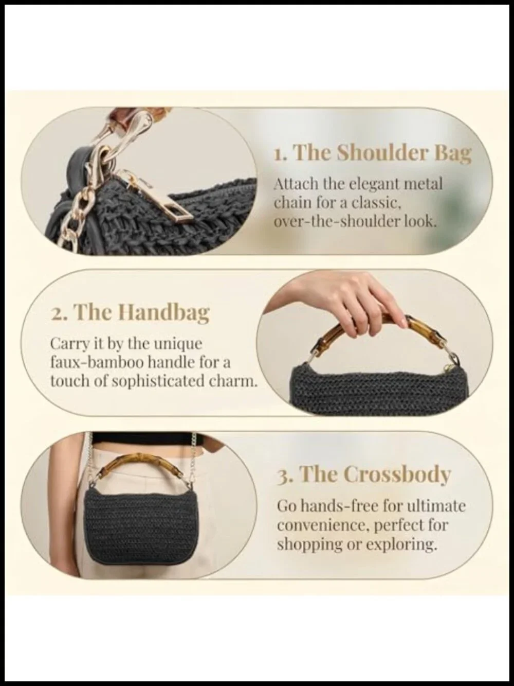 Straw Clutch Purse Women Woven Beach Hobo Tote Crossbody Bag Summer Vacation